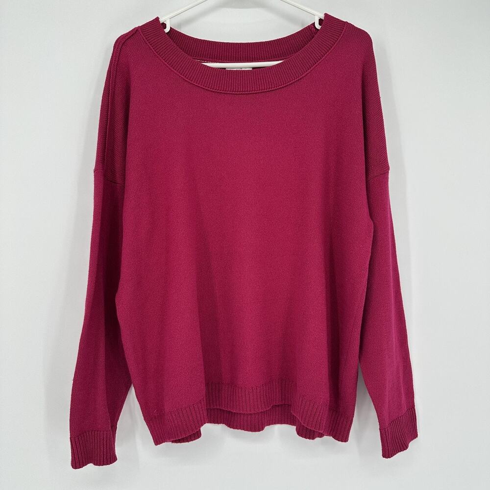 J Jill Sweater Womens Small Pink Magenta Pullover Crewneck Drop Shoulder Knit